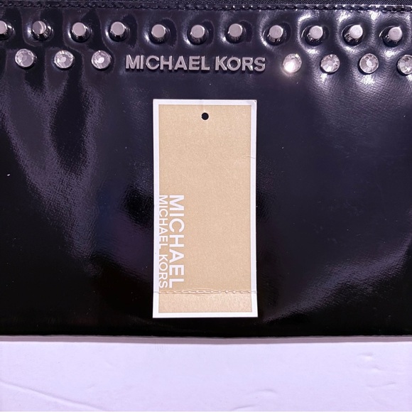 Michael Kors Black Clutch with Silver Studs and Rhinestone Accents - Picture 12 of 13